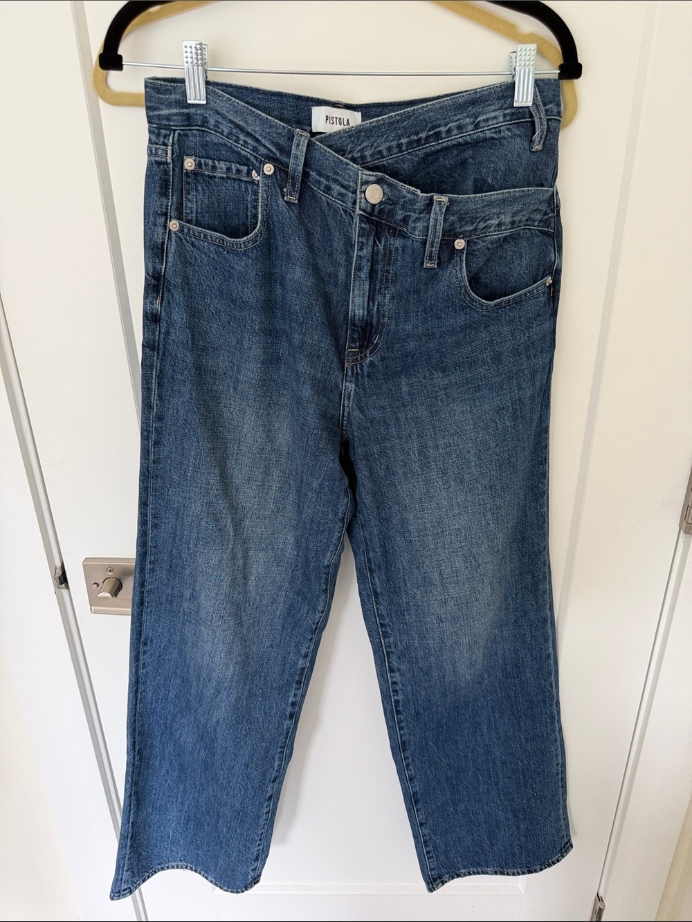 pistola mid blue straight-leg jeans